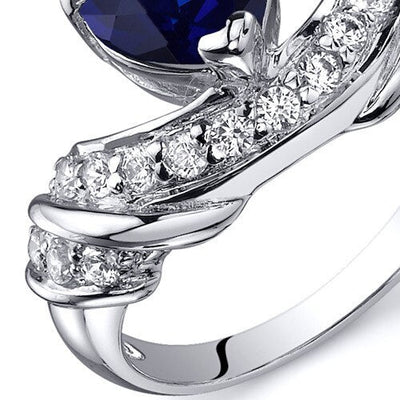 Blue Sapphire Ring Sterling Silver Heart Shape 2 Carats