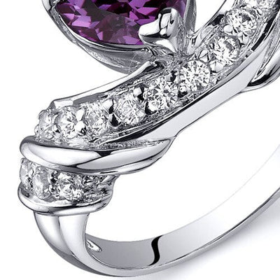 Alexandrite Ring Sterling Silver Heart Shape 1.75 Carats