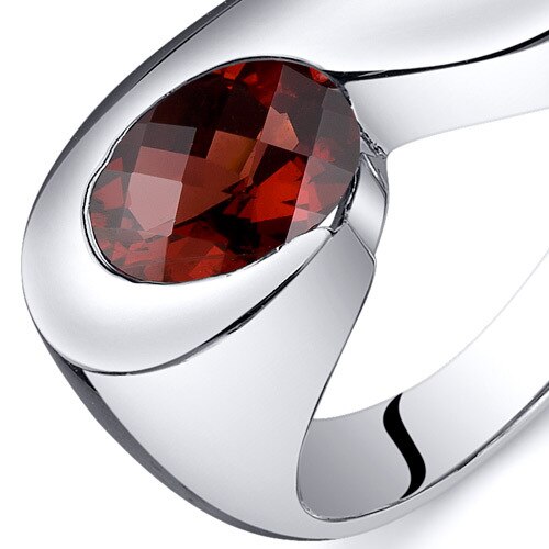 Garnet Ring Sterling Silver Oval Shape 1.5 Carats