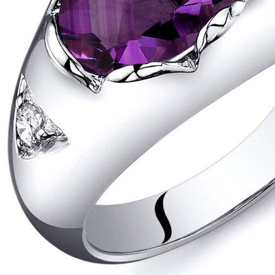 Amethyst Ring Sterling Silver Oval Shape 1.5 Carats