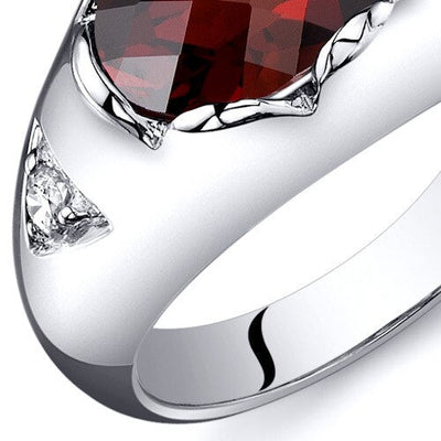 Garnet Ring Sterling Silver Oval Shape 2.25 Carats