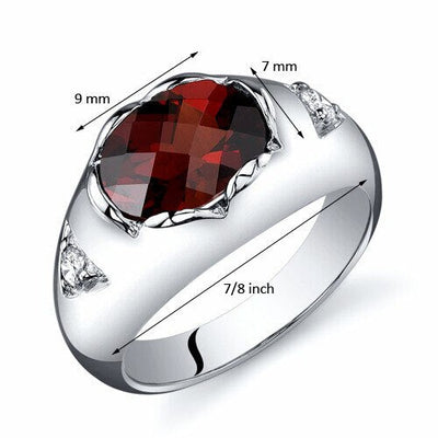 Garnet Ring Sterling Silver Oval Shape 2.25 Carats