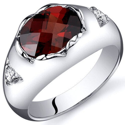 Garnet Ring Sterling Silver Oval Shape 2.25 Carats