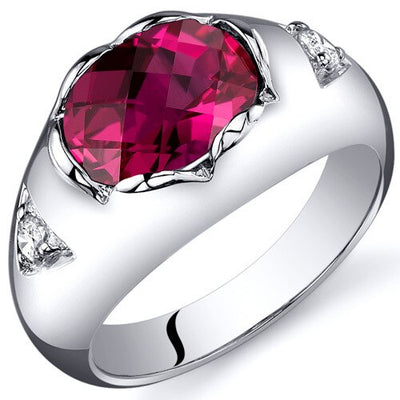 Ruby Ring Sterling Silver Oval Shape 2.5 Carats