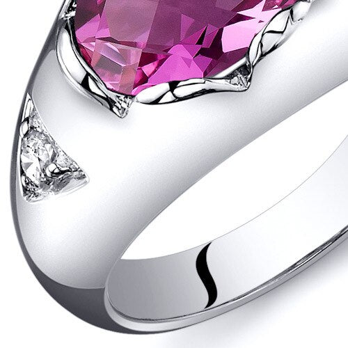 Pink Sapphire Ring Sterling Silver Oval Shape 2.5 Carats