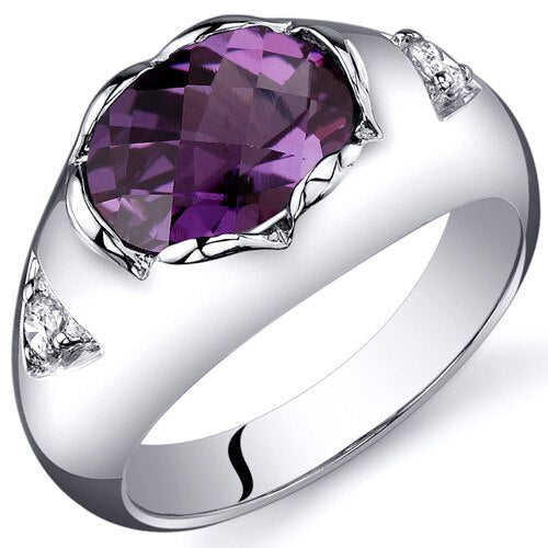 Alexandrite Ring Sterling Silver Oval Shape 2.5 Carats