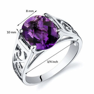 Amethyst Ring Sterling Silver Oval Shape 2.25 Carats