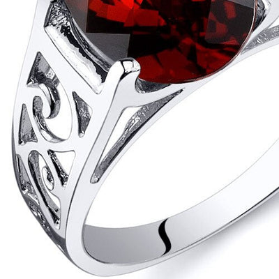 Garnet Ring Sterling Silver Oval Shape 3 Carats