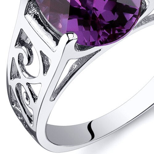 Alexandrite Ring Sterling Silver Oval Shape 3.5 Carats