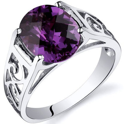 Alexandrite Ring Sterling Silver Oval Shape 3.5 Carats