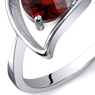 Garnet Ring Sterling Silver Round Shape 1 Carats