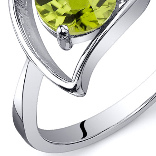 Peridot Round Cut Sterling Silver Ring Size 5