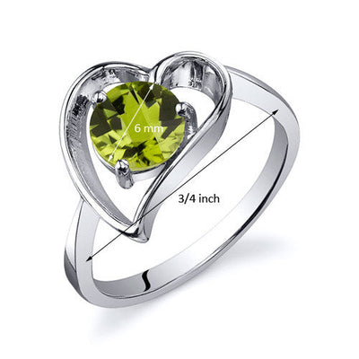 Peridot Round Cut Sterling Silver Ring Size 5