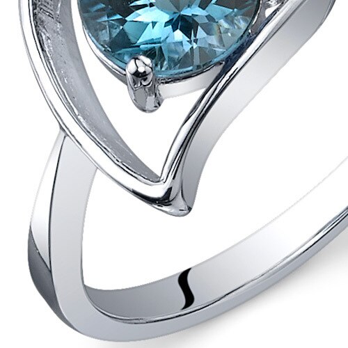 London Blue Topaz Ring Sterling Silver Round Shape 1 Carats