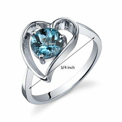 London Blue Topaz Ring Sterling Silver Round Shape 1 Carats