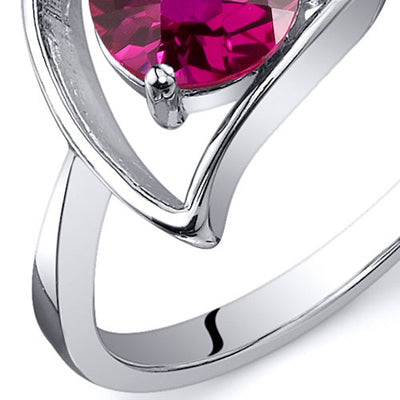 Ruby Heart Ring Sterling Silver 1 Carats Size 6