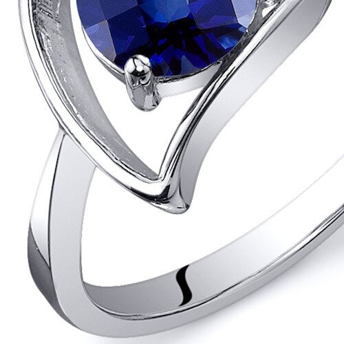 Blue Sapphire Ring Sterling Silver Round Shape 1.25 Carats