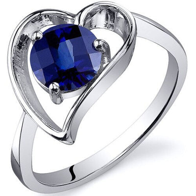 Blue Sapphire Ring Sterling Silver Round Shape 1.25 Carats