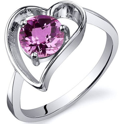 Pink Sapphire Ring Sterling Silver Round Shape 1 Carats