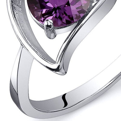 Alexandrite Ring Sterling Silver Round Shape 1 Carats