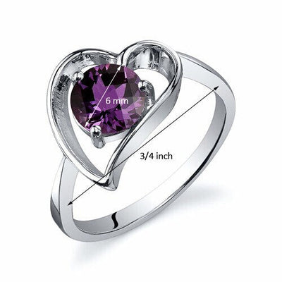 Alexandrite Ring Sterling Silver Round Shape 1 Carats