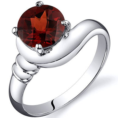 Garnet Ring Sterling Silver Round Shape 1.75 Carats