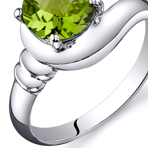 Peridot Round Cut Sterling Silver Ring Size 8