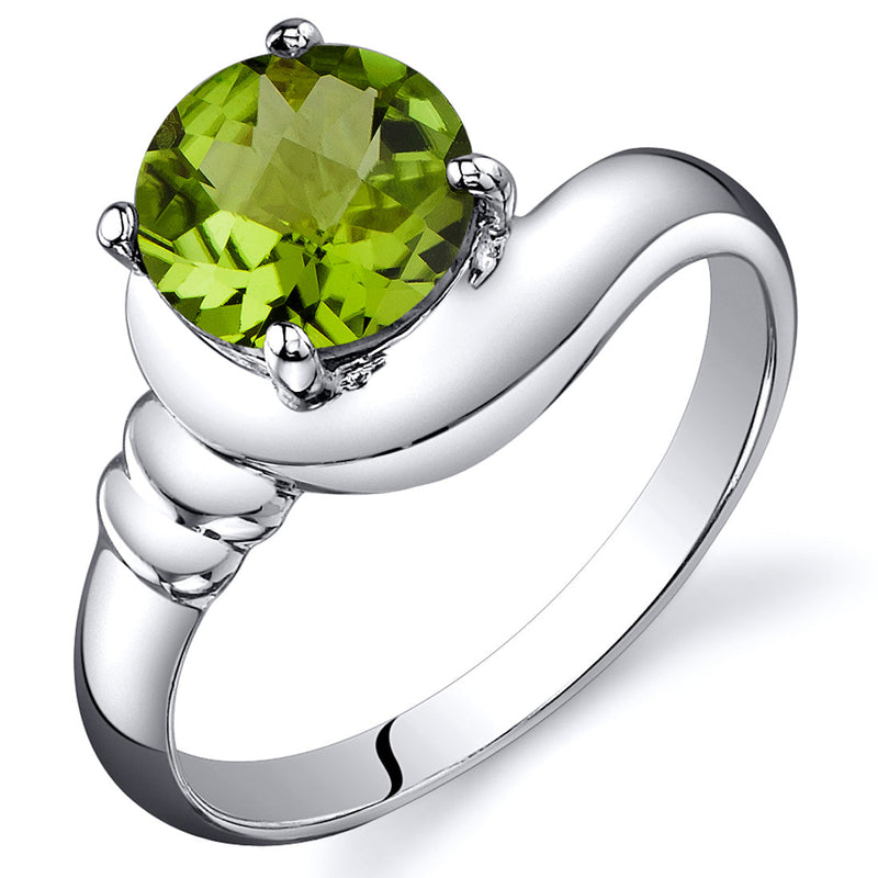 Peridot Round Cut Sterling Silver Ring Size 8