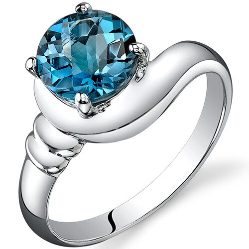 London Blue Topaz Ring Sterling Silver Round Shape 1.5 Carats