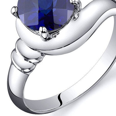 Blue Sapphire Ring Sterling Silver Round Shape 1.75 Carats