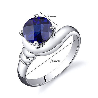 Blue Sapphire Ring Sterling Silver Round Shape 1.75 Carats