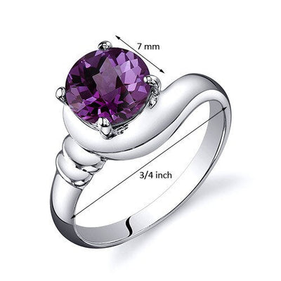 Alexandrite Ring Sterling Silver Round Shape 1.75 Carats