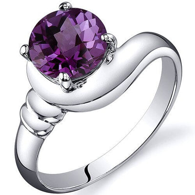 Alexandrite Ring Sterling Silver Round Shape 1.75 Carats