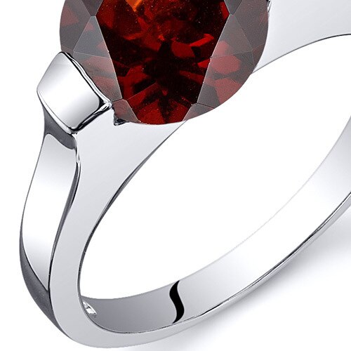 Garnet Ring Sterling Silver Round Shape 2.5 Carats