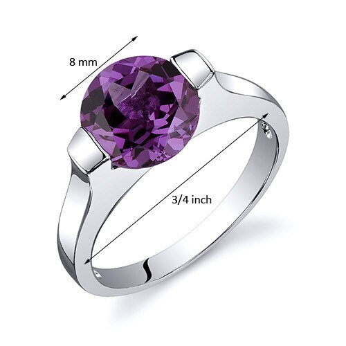 Alexandrite Ring Sterling Silver Round Shape 2.75 Carats