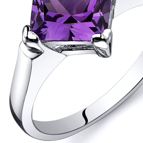 Amethyst Ring Sterling Silver Princess Shape 1.5 Carats