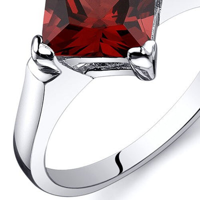 Garnet Ring Sterling Silver Princess Shape 2 Carats