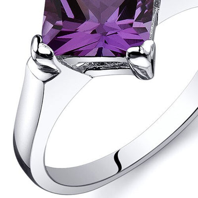 Alexandrite Ring Sterling Silver Princess Shape 2.25 Carats