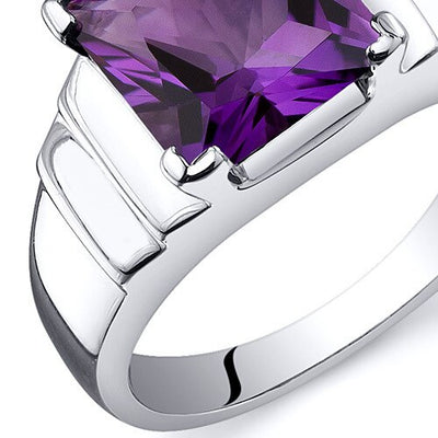 Amethyst Ring Sterling Silver Princess Shape 2.25 Carats