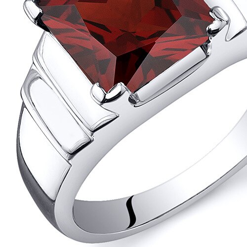 Garnet Ring Sterling Silver Princess Shape 3 Carats