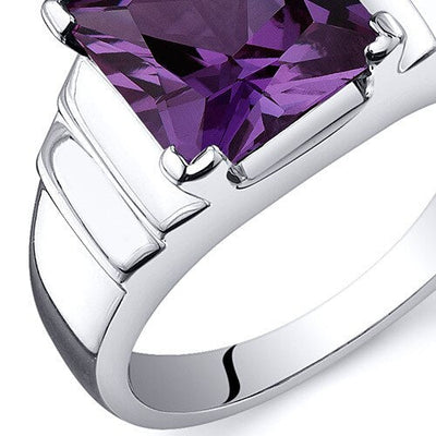 Alexandrite Ring Sterling Silver Princess Shape 3.25 Carats