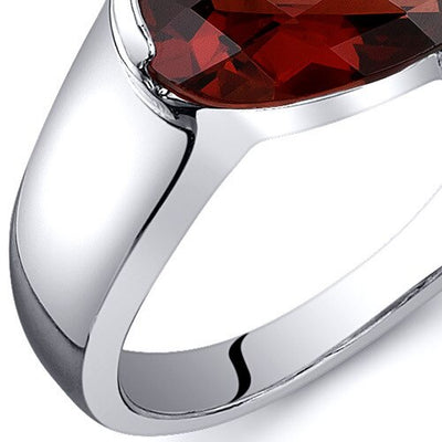 Garnet Ring Sterling Silver Pear Shape 1.5 Carats