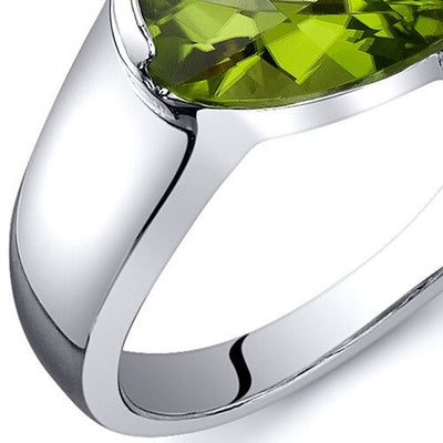 Peridot Ring Sterling Silver Pear Shape 1.25 Carats