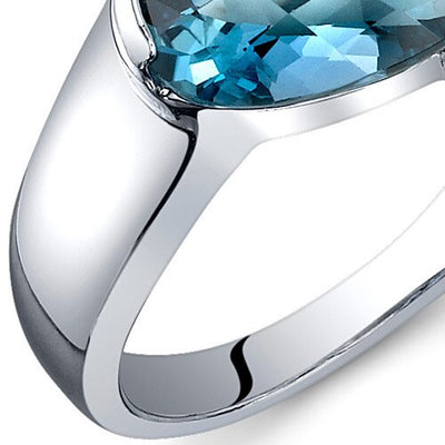 London Blue Topaz Ring Sterling Silver Pear Shape 1.5 Carats