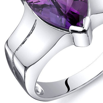 Amethyst Ring Sterling Silver Pear Shape 2.5 Carats