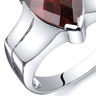 Garnet Ring Sterling Silver Pear Shape 3.5 Carats