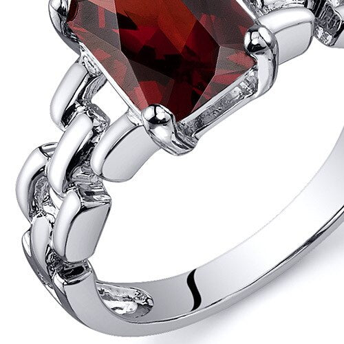 Garnet Ring Sterling Silver Radiant Shape 1.75 Carats