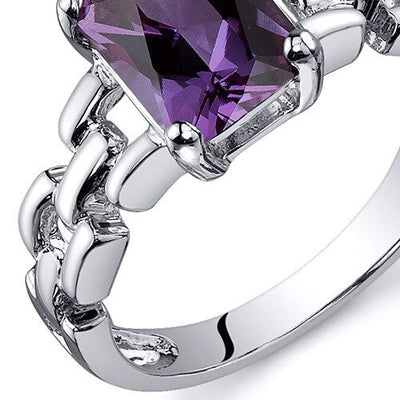 Alexandrite Ring Sterling Silver Radiant Shape 2 Carats