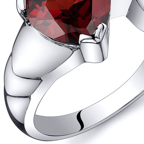 Garnet Ring Sterling Silver Heart Shape 2 Carats