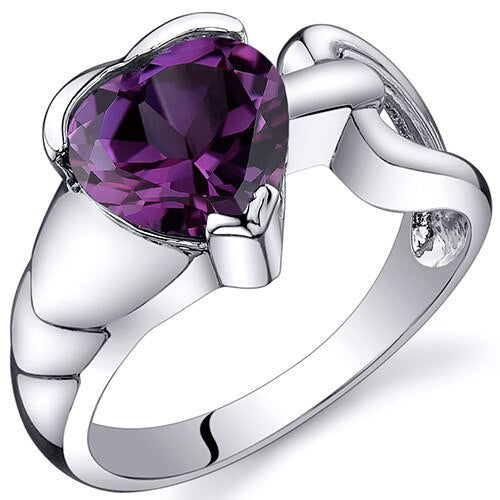 Alexandrite Ring Sterling Silver Heart Shape 2.5 Carats